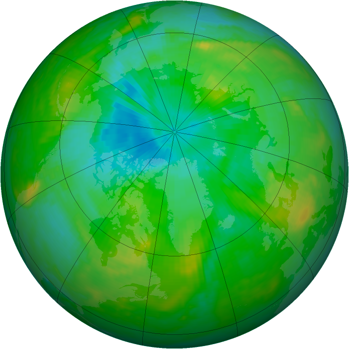 Arctic ozone map for 01 August 1989
